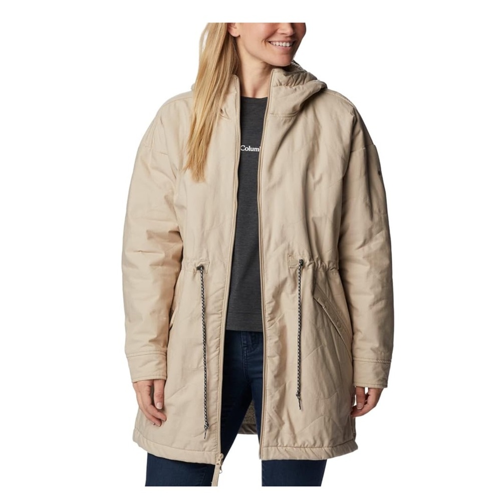 Columbia Crystal Crest Quilted Jacket Sherpa Lined in Ancient Fossil | Women’s M
